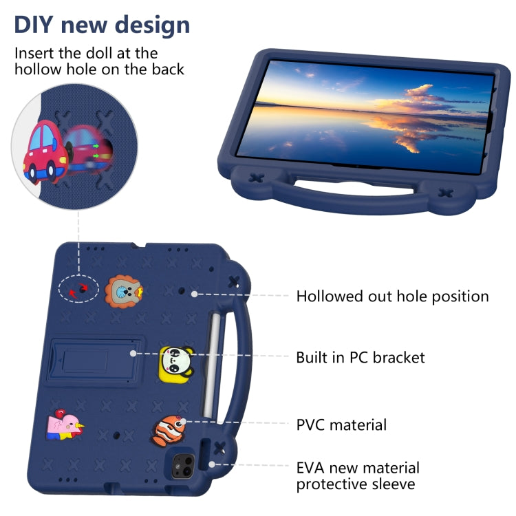 For iPad Pro 12.9 2022 / 2021 Handle Kickstand Children EVA Shockproof Tablet Case(Navy Blue) - iPad Pro 12.9 (2022/2021) Cases by buy2fix | Online Shopping UK | buy2fix