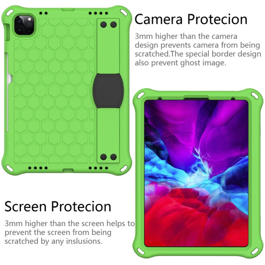 For iPad Air 11 2025 / 2024 Honeycomb EVA Hybrid PC Tablet Case with Strap(Green+Black) by buy2fix