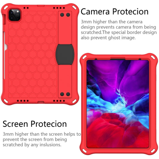 For iPad Pro 11 2025 / 2024 Honeycomb EVA Hybrid PC Tablet Case with Strap(Red+Black) by buy2fix