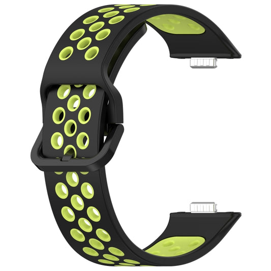 For Huawei Watch Fit 3 Two Color Silicone Sports Watch Band(Black+Green) by buy2fix