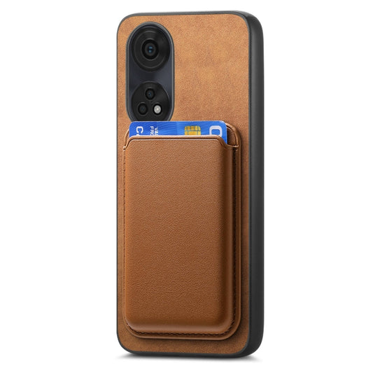 For OPPO Reno11 Pro 5G Global Retro Magsafe Card Bag PU Back Cover Phone Case(Brown) by buy2fix