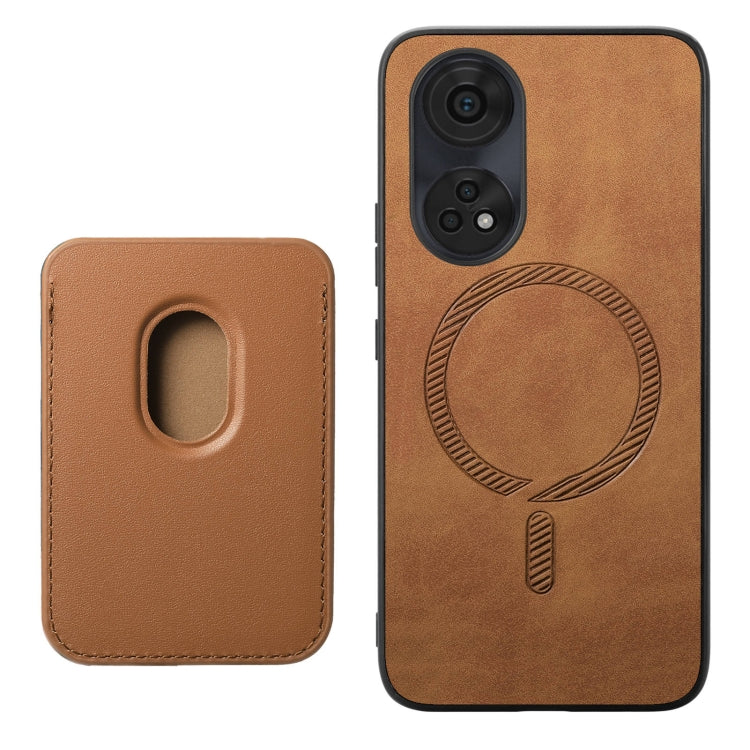 For OPPO Reno11 Pro 5G Global Retro Magsafe Card Bag PU Back Cover Phone Case(Brown) by buy2fix