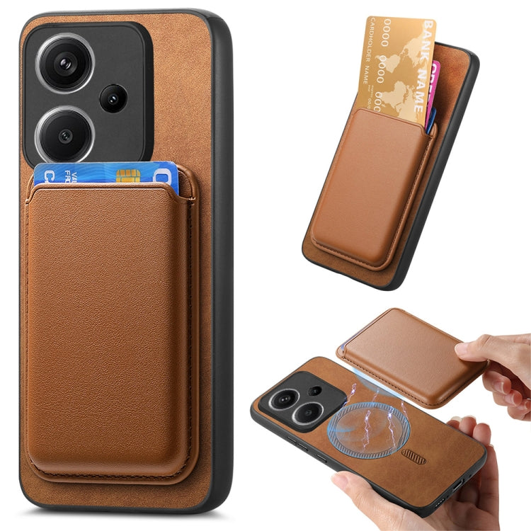 For Xiaomi Redmi Note 13 Pro+ Retro Magsafe Card Bag PU Back Cover Phone Case(Brown) - Xiaomi Cases by buy2fix | Online Shopping UK | buy2fix