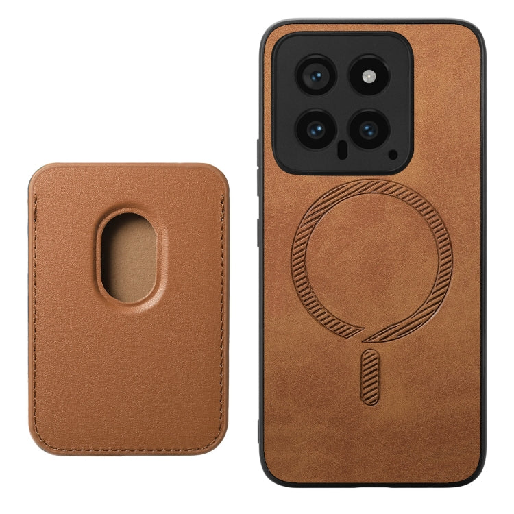 For Xiaomi Redmi Note 13 Pro+ Retro Magsafe Card Bag PU Back Cover Phone Case(Brown) - Xiaomi Cases by buy2fix | Online Shopping UK | buy2fix