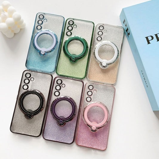 For Samsung Galaxy S23 FE 5G Rotation MagSafe Holder Gradient Glitter TPU Phone Case(Night Purple) by buy2fix