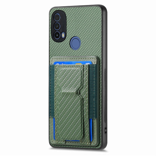 For Motorola Moto G Stylus 5G 2024 Carbon Fiber Fold Stand Elastic Card Bag Phone Case(Green) by buy2fix