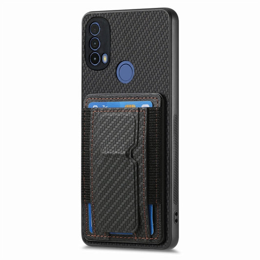 For Motorola Moto G Power 5G 2024 Carbon Fiber Fold Stand Elastic Card Bag Phone Case(Black) by buy2fix