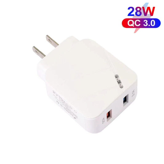 TE-Q820 28W Dual USB QC3.0 18W Mobile Phone Charger, US Plug(White) by buy2fix
