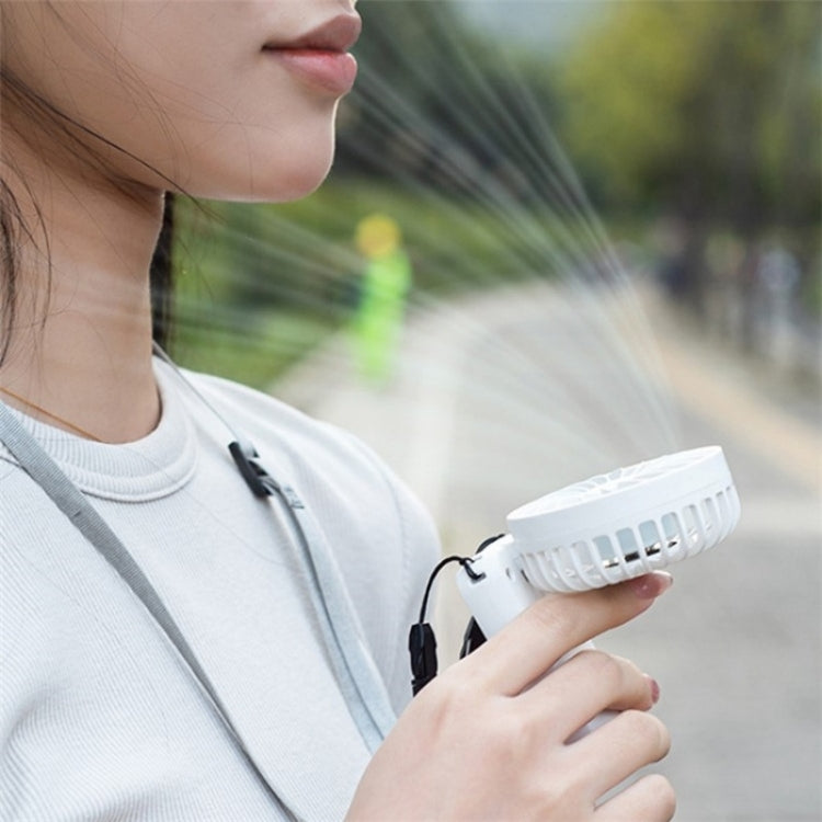 F458 With Neck Rope Summer 3 Speeds Adjustable Foldable Mini Handheld Fan(White) by buy2fix