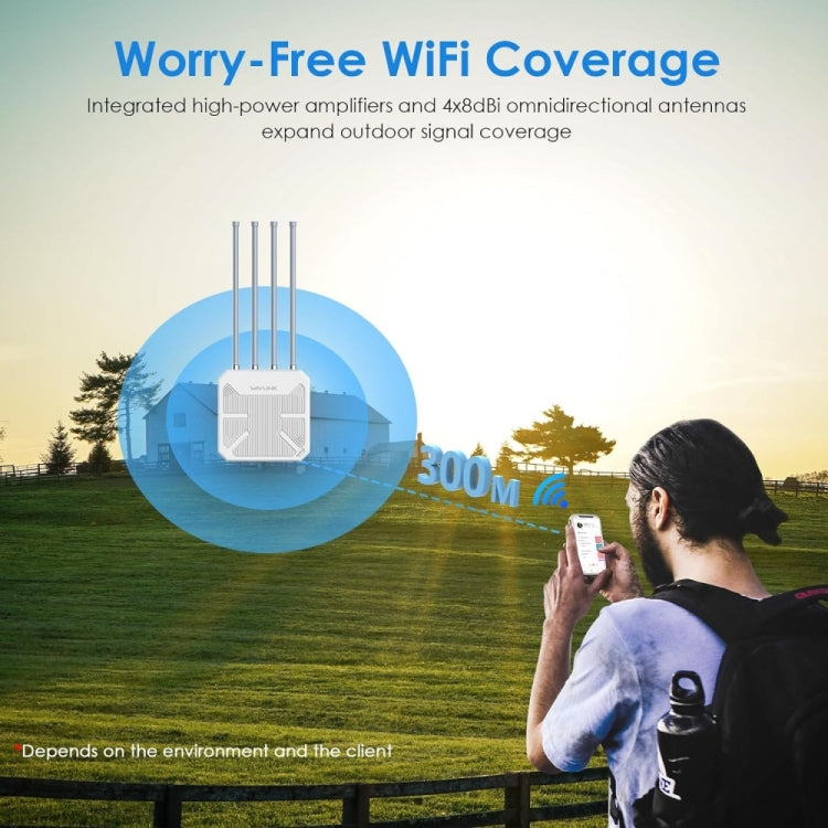 WAVLINK WN573HX3 AX3000 Waterproof Outdoor WiFi Wireless Outdoor Dual Band Router, Plug:US Plug by WAVLINK