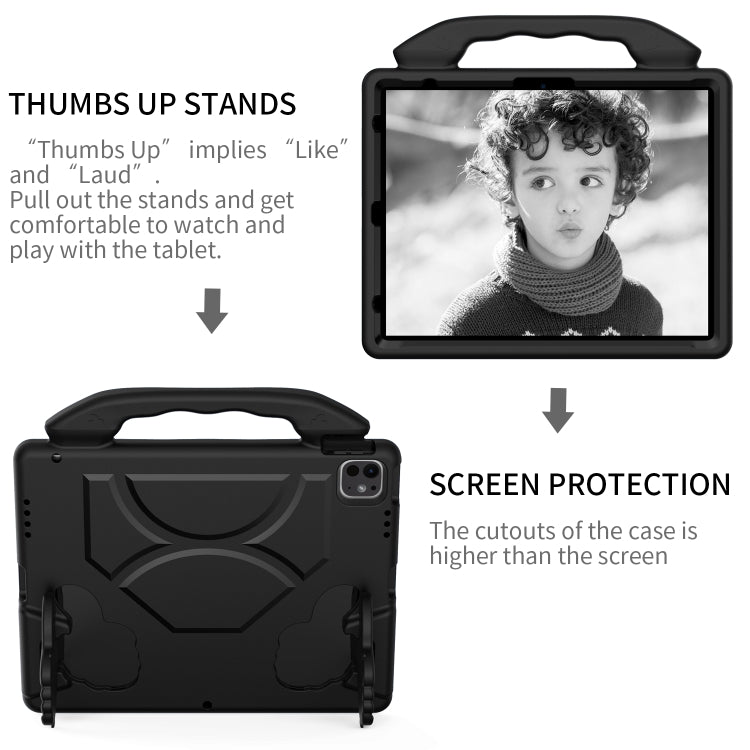 For iPad Pro 12.9 2022 / 2021 / 2020 Children EVA Shockproof Tablet Case with Thumb Bracket(Black) - iPad Pro 12.9 (2022/2021) Cases by buy2fix | Online Shopping UK | buy2fix