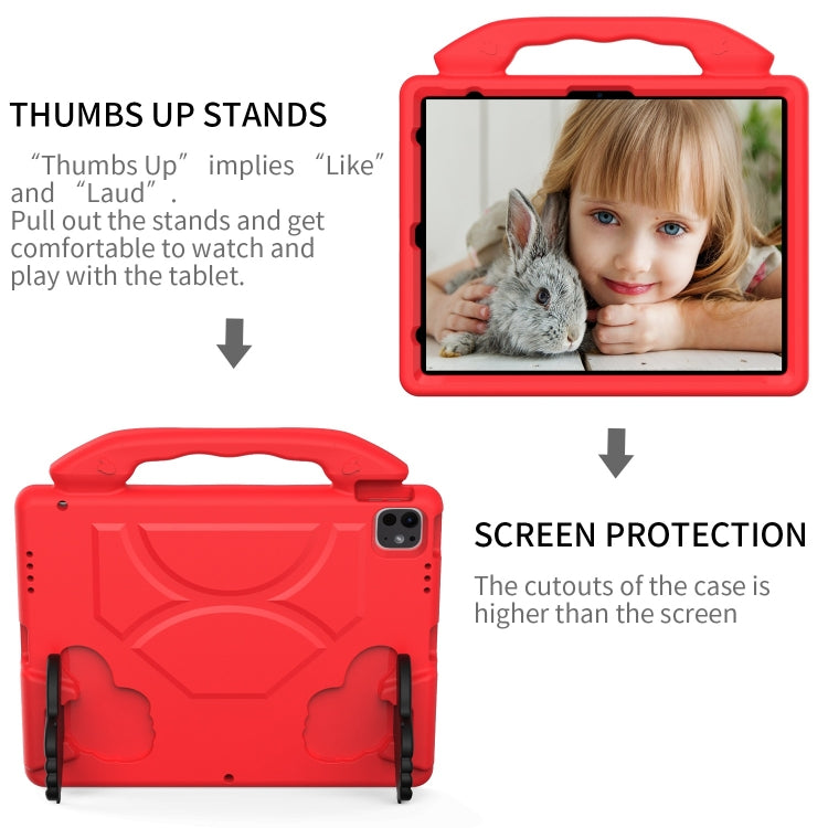 For iPad Pro 12.9 2022 / 2021 / 2020 Children EVA Shockproof Tablet Case with Thumb Bracket(Red) - iPad Pro 12.9 (2022/2021) Cases by buy2fix | Online Shopping UK | buy2fix