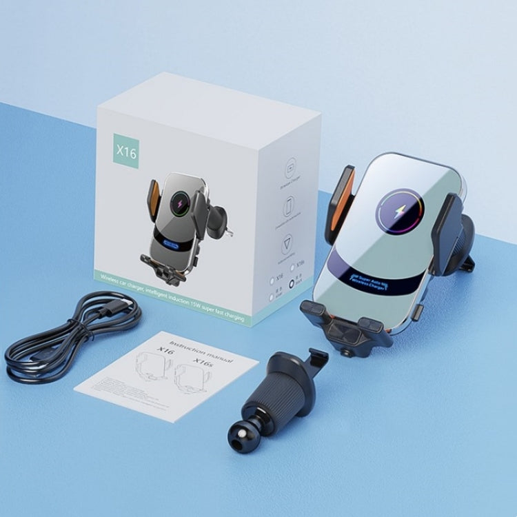 X16 Car Smart Sensor Phone Holder Magnetic Phone Mount Automatic Wireless Charger(Tarnish) by buy2fix