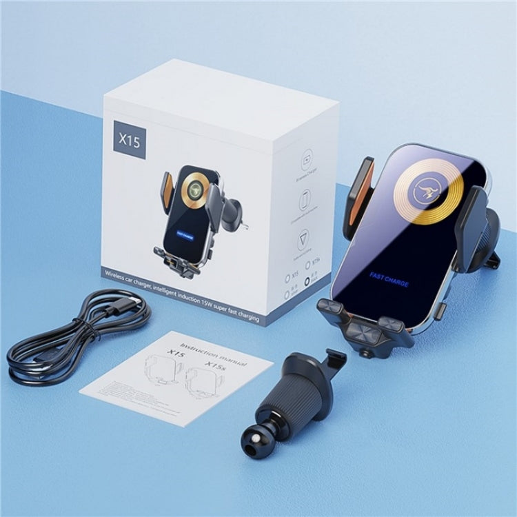 X15 Wireless Charger Mobile Phone Bracket Car Air Vent Cell Phone Mount Holder(Black) by buy2fix