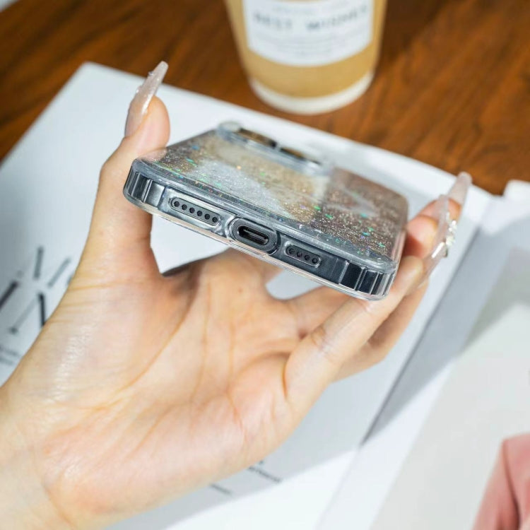 For iPhone 15 Pro Max Gradient Glitter Starry MagSafe Phone Case(Gradient Black) by buy2fix