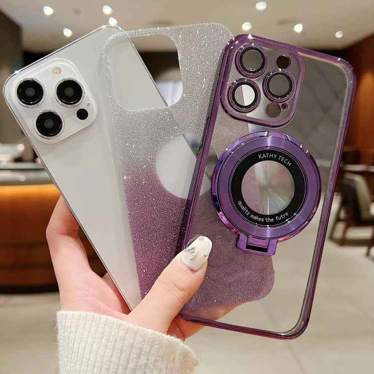 For iPhone 7 / 8 / SE 2022 Electroplated Holder Gradient Glitter MagSafe Phone Case(Silver) - iPhone SE 2022 / 2020 / 8 / 7 Cases by buy2fix | Online Shopping UK | buy2fix