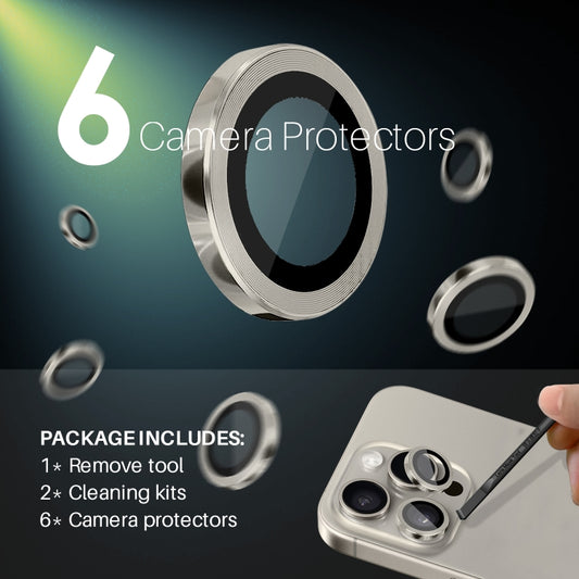 For iPhone 15 Pro / 15 Pro Max NORTHJO 2 Set 6pcs Camera Lens Protector Cover Metal Ring(Natural) by NORTHJO