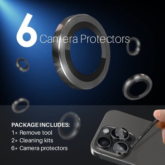 For iPhone 15 Pro / 15 Pro Max NORTHJO 2 Set 6pcs Camera Lens Protector Cover Metal Ring(Black) by NORTHJO