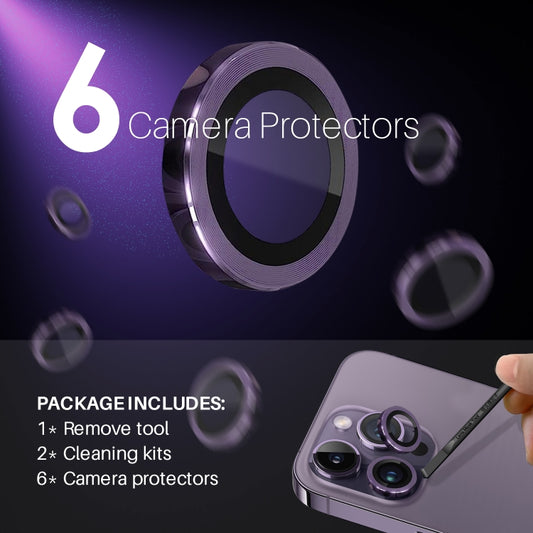 For iPhone 15 Pro / 15 Pro Max NORTHJO 2 Set 6pcs Camera Lens Protector Cover Metal Ring(Purple) by NORTHJO