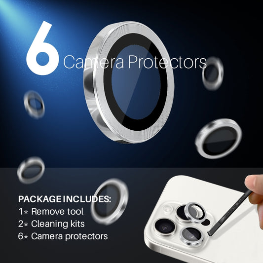 For iPhone 15 / 15 Plus / 14 / 14 Plus NORTHJO 3 Set 6pcs Camera Lens Protector Cover Metal Ring Film(Silver) - iPhone 15 Tempered Glass by NORTHJO | Online Shopping UK | buy2fix
