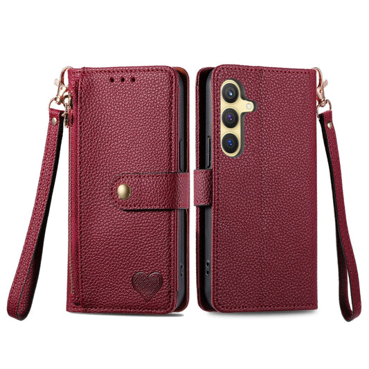 For Samsung Galaxy S25+ 5G Love Zipper Lanyard Leather Phone Case(Red) by buy2fix