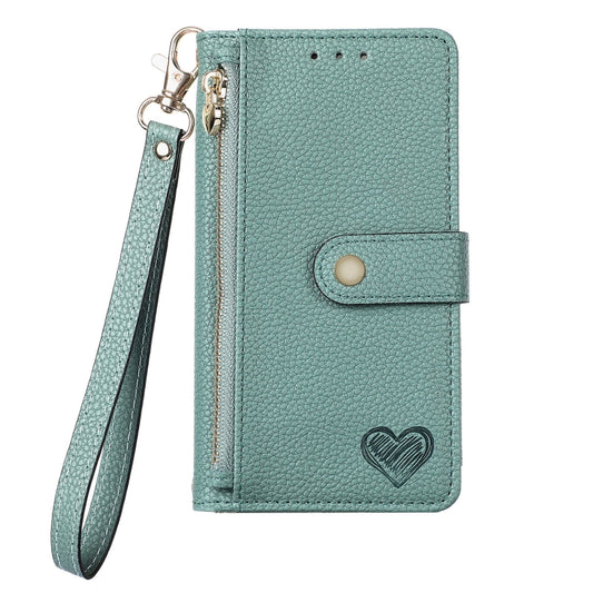 For Samsung Galaxy S25 Ultra 5G Love Zipper Lanyard Leather Phone Case(Green) by buy2fix