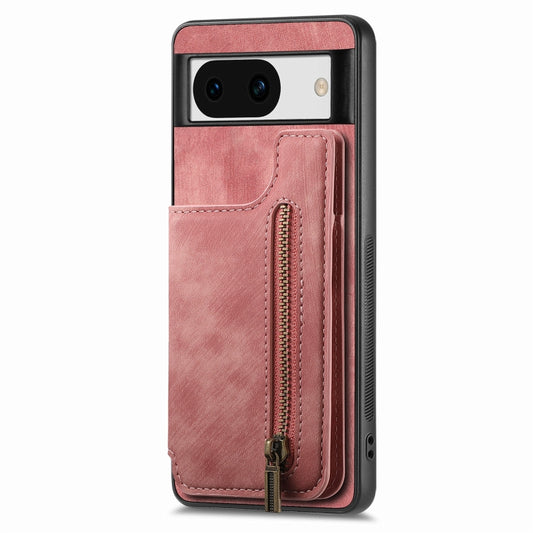 For Google Pixel 9 / 9 Pro Retro Leather Zipper Wallet Back Phone Case(Pink) by buy2fix