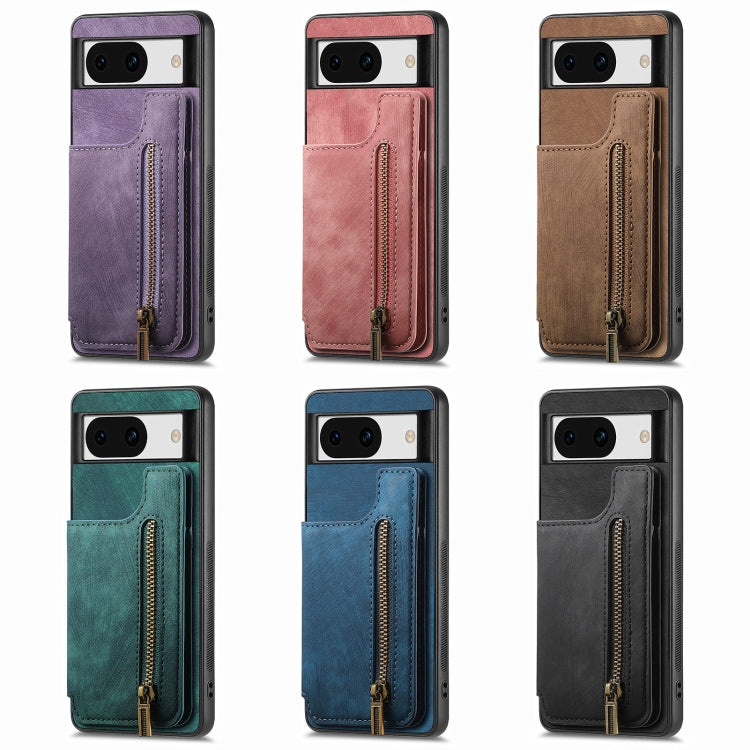 For Google Pixel 9 Pro XL Retro Leather Zipper Wallet Back Phone Case(Pink) by buy2fix