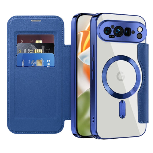 For Google Pixel 9 Pro XL Shield MagSafe RFID Anti-theft Leather Phone Case(Dark Blue) by buy2fix