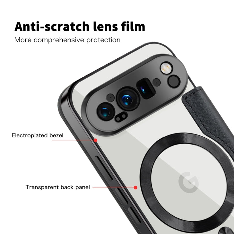 For Google Pixel 9 Pro Shield MagSafe RFID Anti-theft Leather Phone Case(Black) by buy2fix