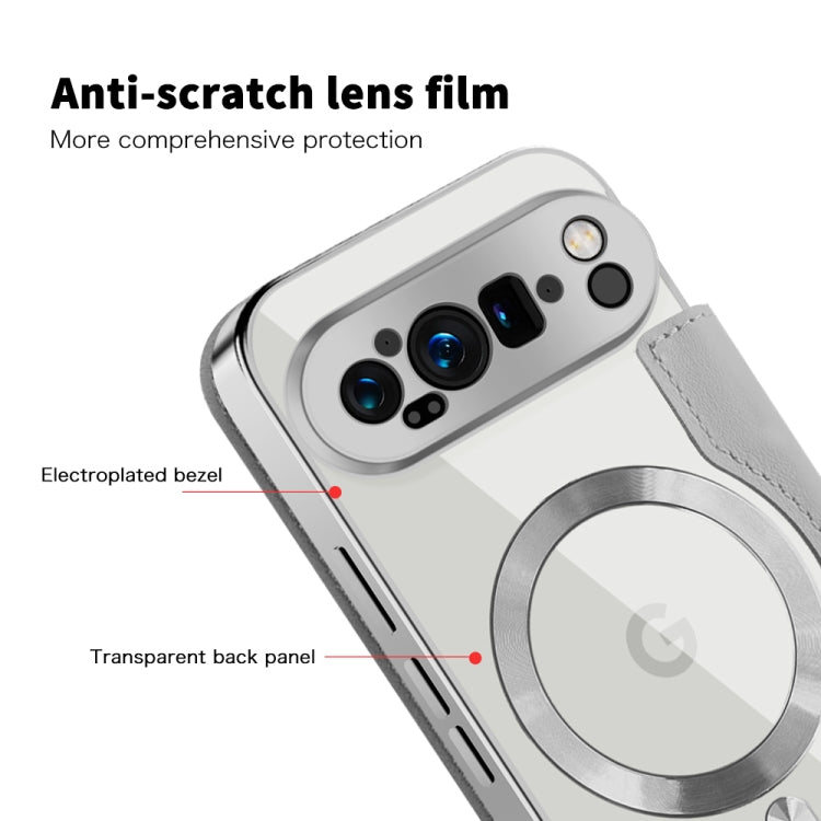 For Google Pixel 9 Pro Shield MagSafe RFID Anti-theft Leather Phone Case(Grey) by buy2fix