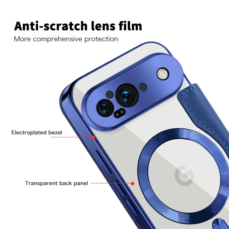 For Google Pixel 9 Shield MagSafe RFID Anti-theft Leather Phone Case(Dark Blue) by buy2fix