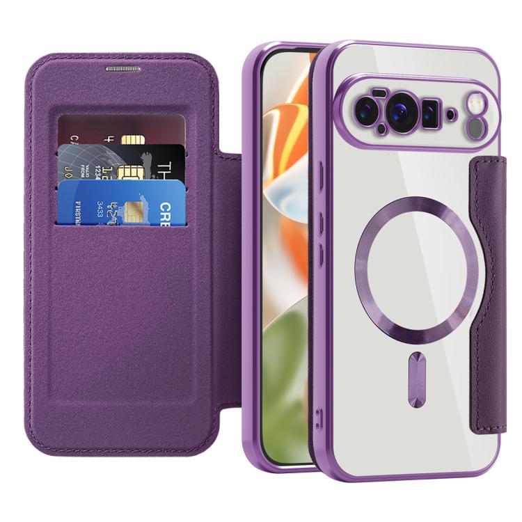 For Google Pixel 10 Pro XL Shield MagSafe RFID Anti-theft Leather Phone Case(Purple) - Google Cases by buy2fix | Online Shopping UK | buy2fix