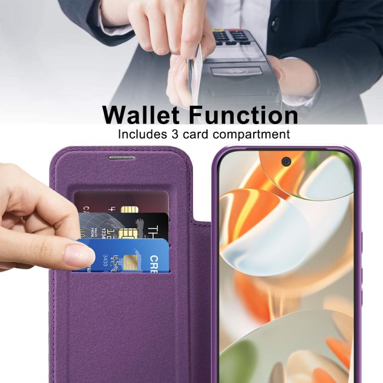 For Google Pixel 10 Pro XL Shield MagSafe RFID Anti-theft Leather Phone Case(Purple) - Google Cases by buy2fix | Online Shopping UK | buy2fix