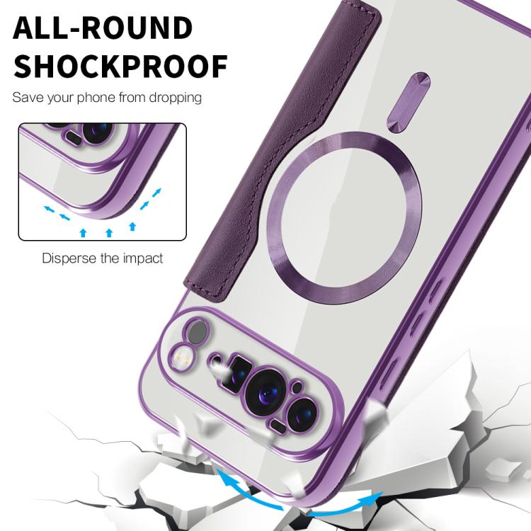 For Google Pixel 10 Pro XL Shield MagSafe RFID Anti-theft Leather Phone Case(Purple) - Google Cases by buy2fix | Online Shopping UK | buy2fix