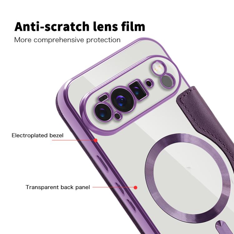 For Google Pixel 10 Pro XL Shield MagSafe RFID Anti-theft Leather Phone Case(Purple) - Google Cases by buy2fix | Online Shopping UK | buy2fix