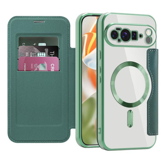 For Google Pixel 10 Pro XL Shield MagSafe RFID Anti-theft Leather Phone Case(Green) - Google Cases by buy2fix | Online Shopping UK | buy2fix