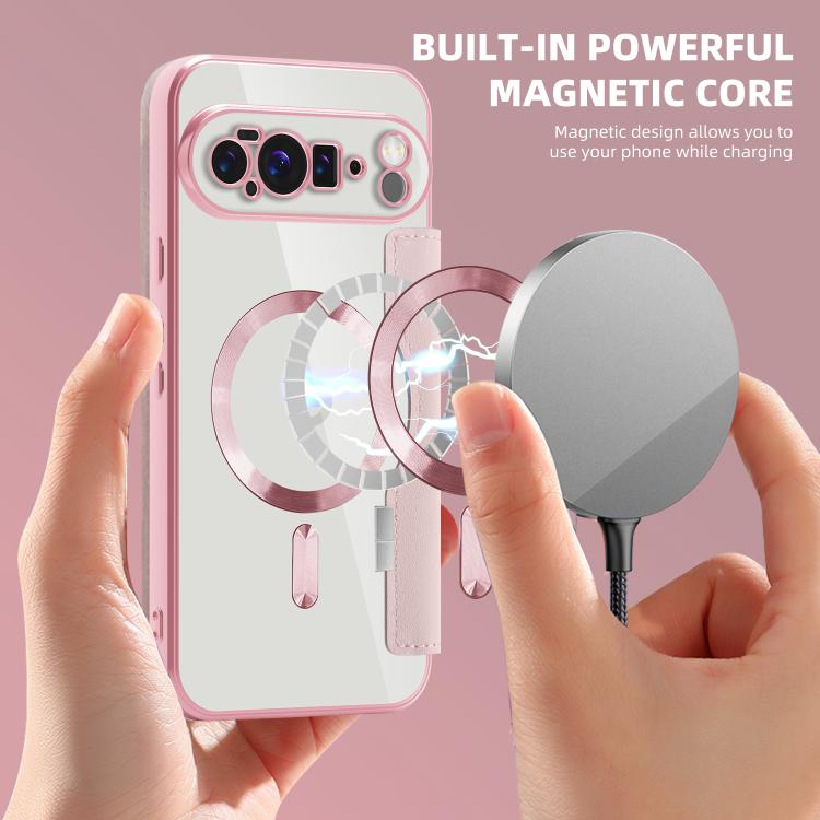 For Google Pixel 10 Pro XL Shield MagSafe RFID Anti-theft Leather Phone Case(Pink) - Google Cases by buy2fix | Online Shopping UK | buy2fix