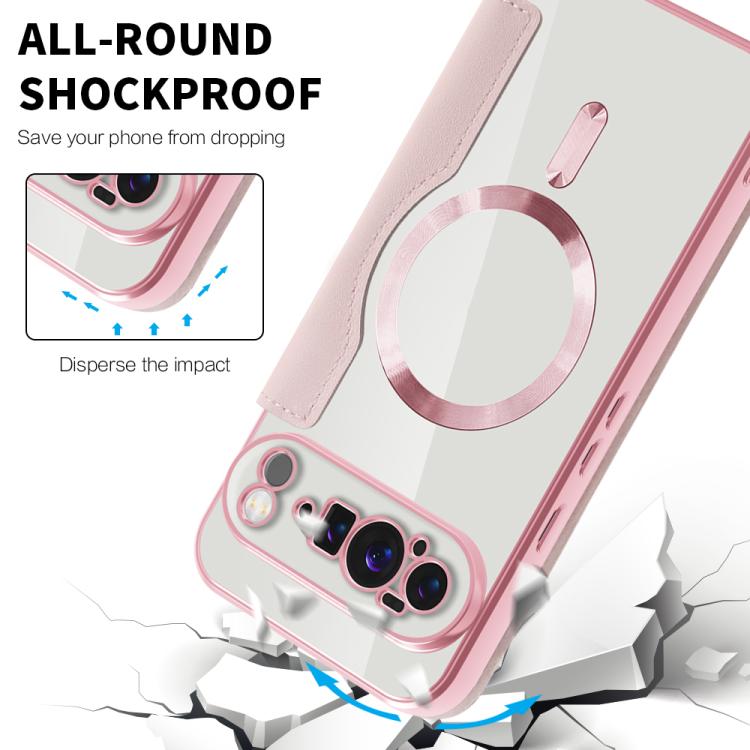 For Google Pixel 10 Pro XL Shield MagSafe RFID Anti-theft Leather Phone Case(Pink) - Google Cases by buy2fix | Online Shopping UK | buy2fix