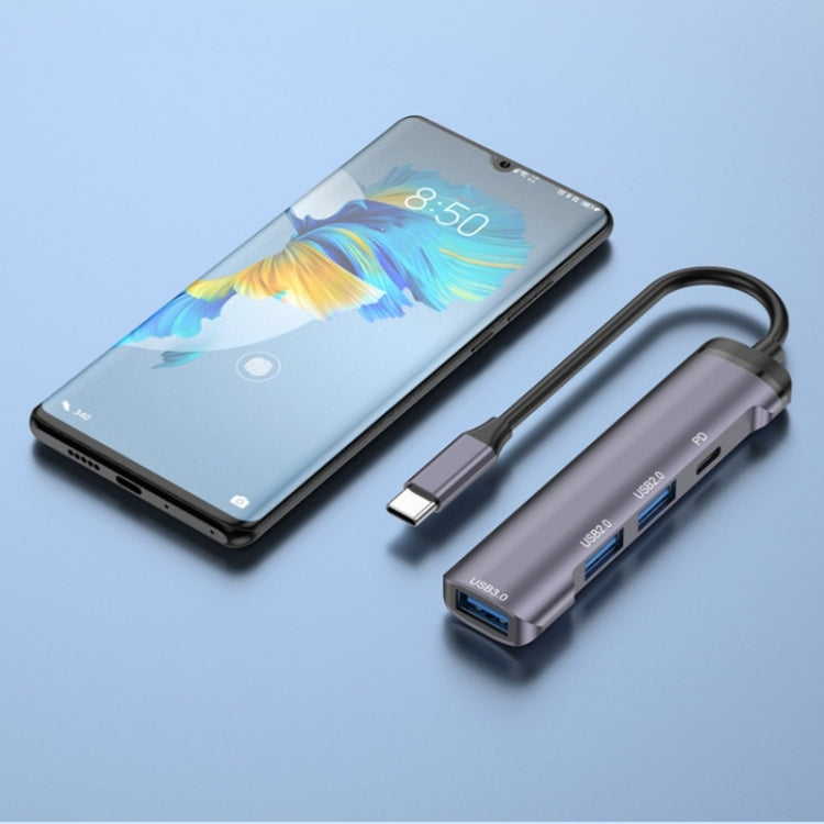 T506 Aluminum Alloy Multi-Port Converter USB-C 3.0 to PD + USB 3.0 + 2 x USB 2.0 Adapter HUB by buy2fix