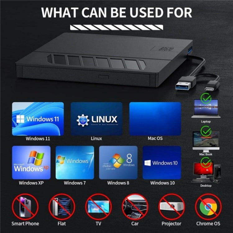 BT670 With SD TF Card Slot Multi-Function External Optical Drive DVD Burner Writer by buy2fix