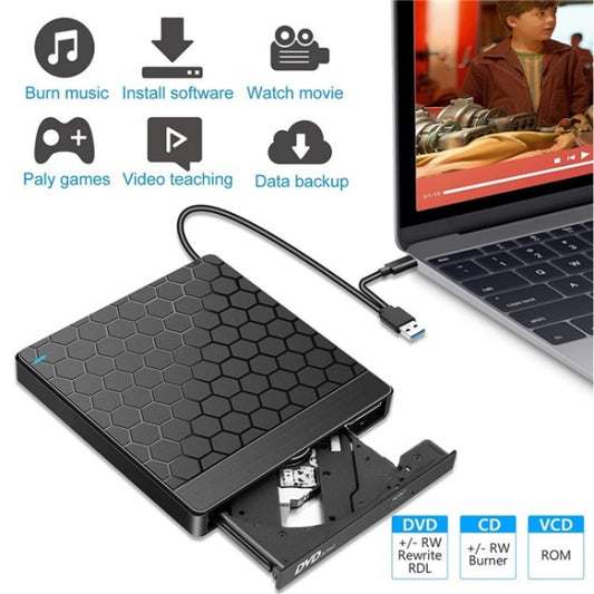 042 Football Pattern USB3.0 / Type-C Computer Laptop External Optical Drive Burner DVD Burner - Rewritable Drive by buy2fix | Online Shopping UK | buy2fix