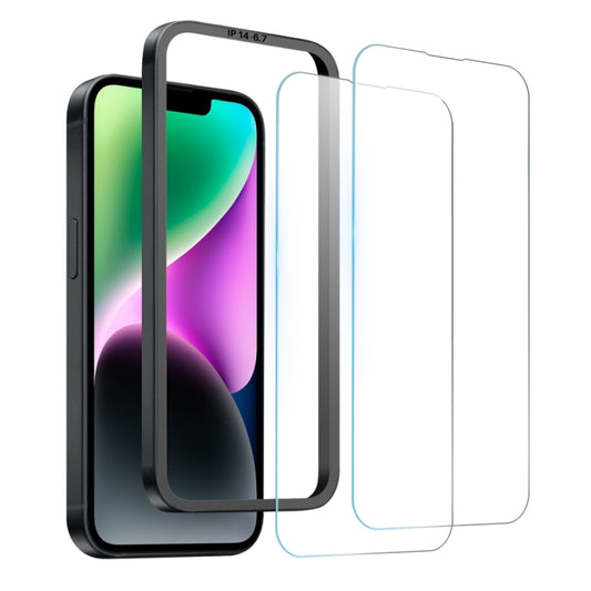 For iPhone 14 Plus NORTHJO 2pcs A++ Screen Protector Tempered Glass Film with Installation Frame - iPhone 14 Plus Tempered Glass by NORTHJO | Online Shopping UK | buy2fix