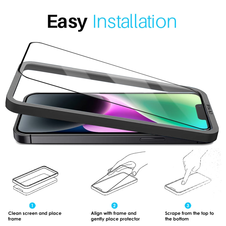 For iPhone 14 NORTHJO 2pcs A++ Tempered Glass Film with Installation Frame - iPhone 14 Tempered Glass by NORTHJO | Online Shopping UK | buy2fix