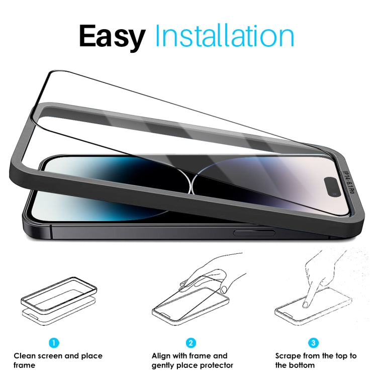 For iPhone 14 Pro NORTHJO 2pcs A++ Tempered Glass Film with Installation Frame - iPhone 14 Pro Tempered Glass by NORTHJO | Online Shopping UK | buy2fix