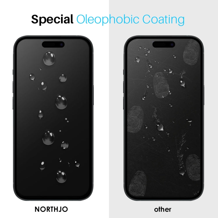 For iPhone 14 Pro NORTHJO 2pcs A++ Tempered Glass Film with Installation Frame - iPhone 14 Pro Tempered Glass by NORTHJO | Online Shopping UK | buy2fix