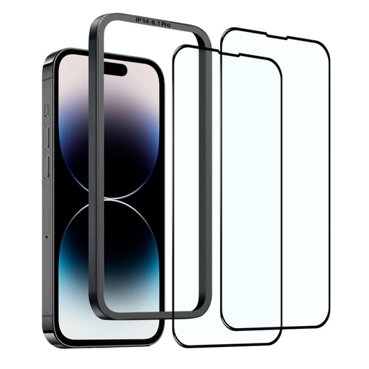 For iPhone 14 Pro Max NORTHJO 2pcs A++ Tempered Glass Film with Installation Frame - iPhone 14 Pro Max Tempered Glass by NORTHJO | Online Shopping UK | buy2fix