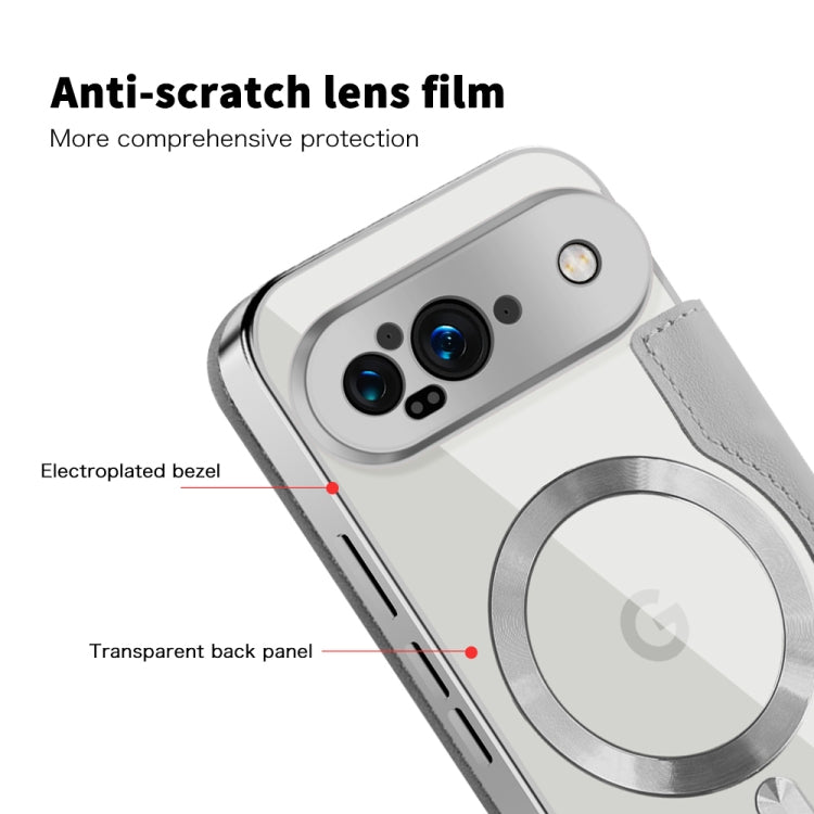 For Google Pixel 9 Shield Magsafe RFID Anti-theft Rhombus Leather Phone Case(Grey) by buy2fix