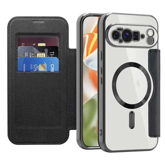 For Google Pixel 10 Pro XL Shield Magsafe RFID Anti-theft Rhombus Leather Phone Case(Black) - Google Cases by buy2fix | Online Shopping UK | buy2fix