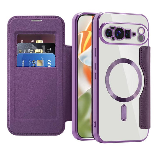 For Google Pixel 10 Pro XL Shield Magsafe RFID Anti-theft Rhombus Leather Phone Case(Purple) - Google Cases by buy2fix | Online Shopping UK | buy2fix